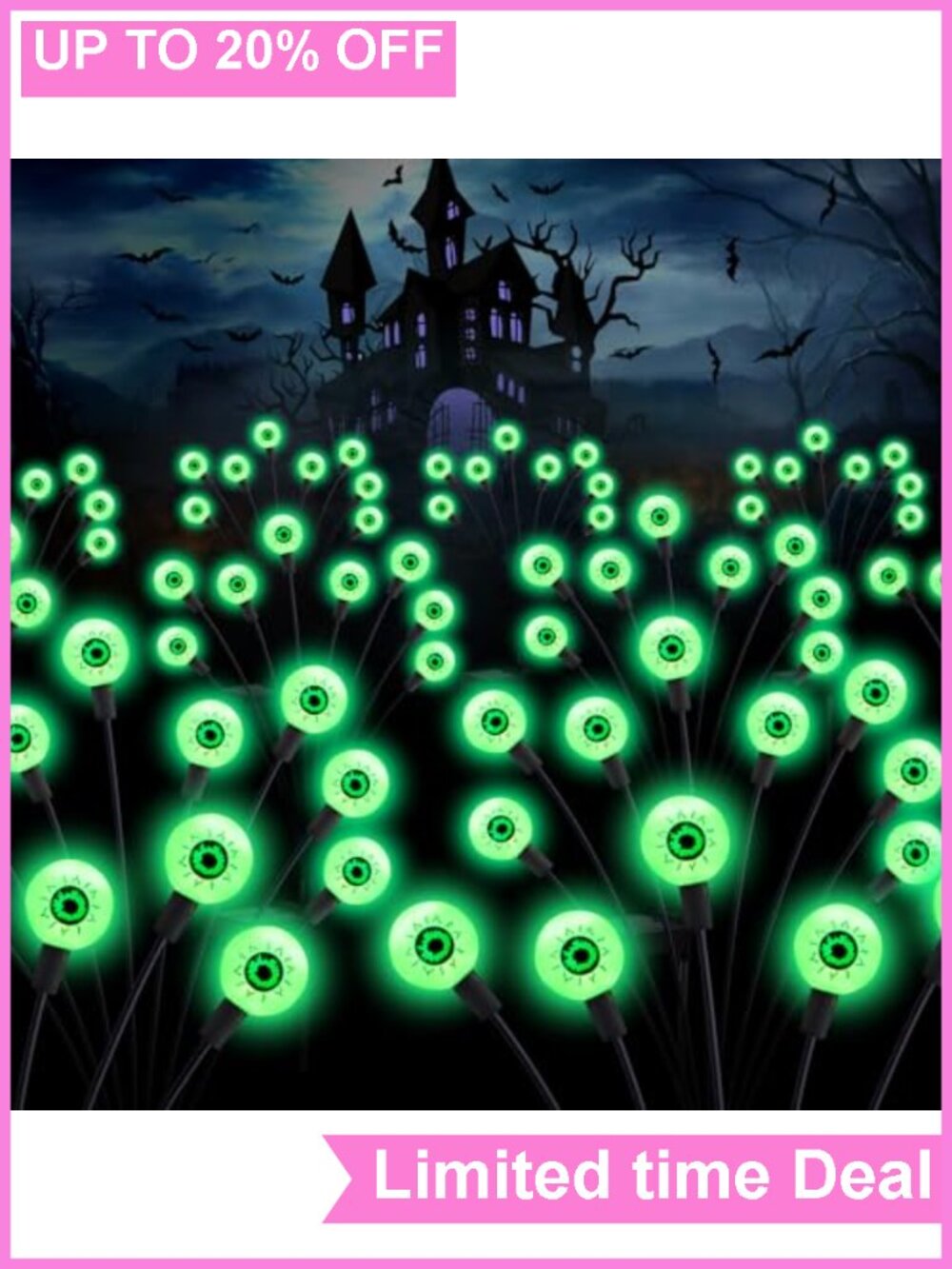 Halloween Solar Eyeball Swaying Lights 4 Pack 32 LEDs Outdoor Path Decor